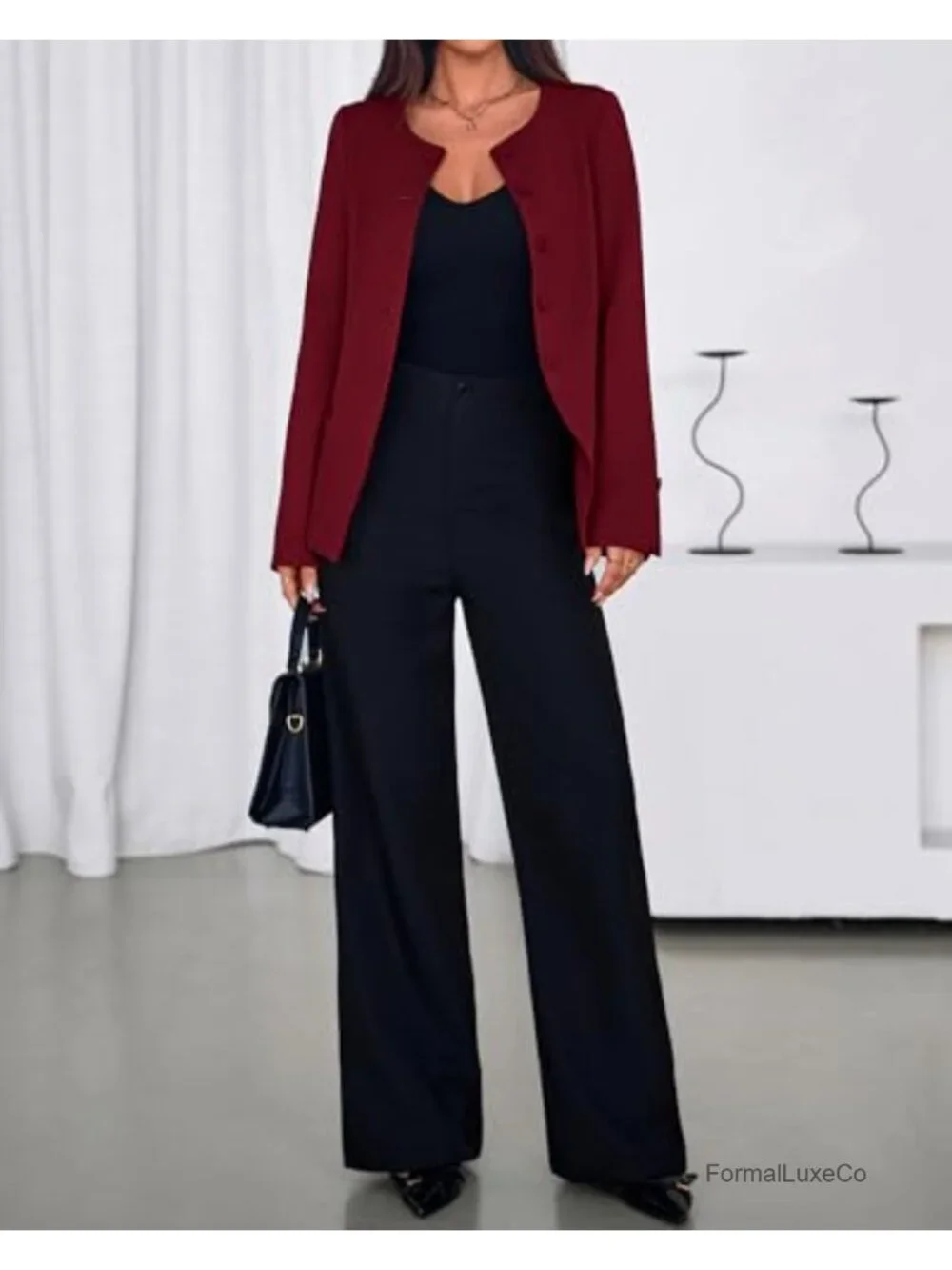 Women's Business Casual Open Front Long Sleeve Blazer Jacket with Pockets